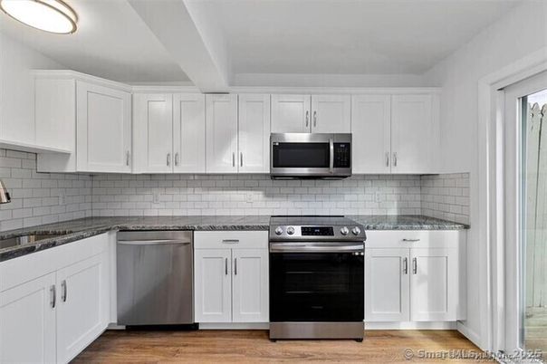 Interior, Kitchen, Stainless Steel Appliances, Wood Texture Flooring