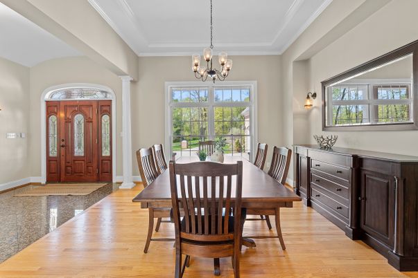 Chandelier, Dining room, Interior, Wood Texture Flooring