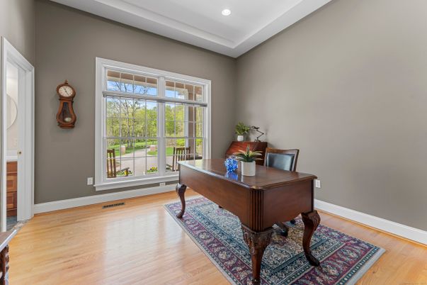 Home Office, Interior, Recessed Lighting, Wood Texture Flooring