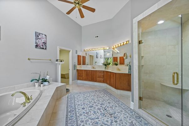 Bathroom, Dual Sink Vanities, Glass Shower, Interior, Recessed Lighting