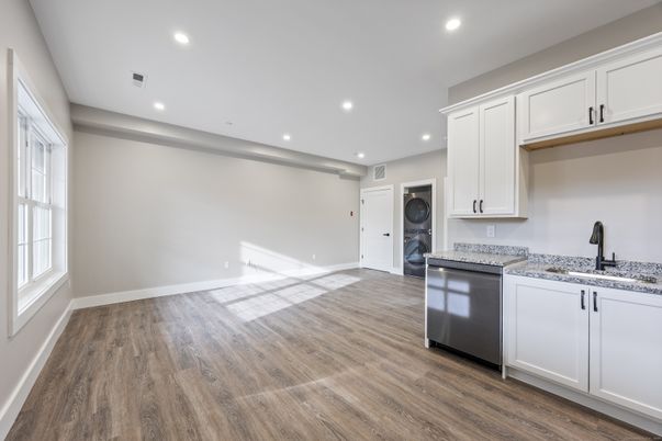Interior, Kitchen, Recessed Lighting, Wood Texture Flooring