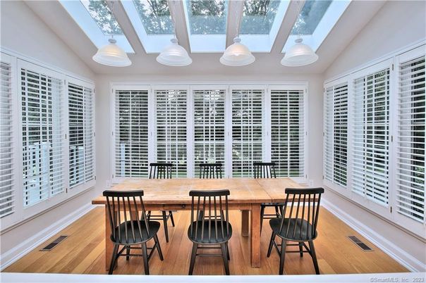 Dining room, Interior, Sun Room, Wood Texture Flooring