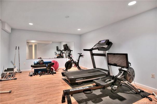 Fitness Equipment, Interior, Recessed Lighting, Wood Texture Flooring