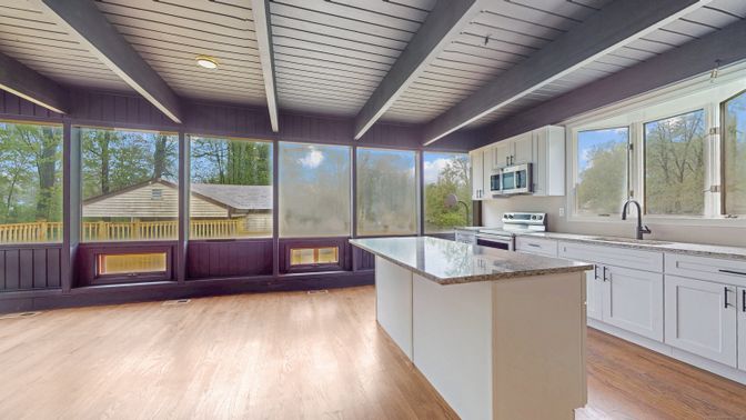 Interior, Kitchen, Recessed Lighting, Wood Texture Flooring