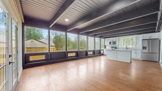 Interior, Kitchen, Recessed Lighting, Wood Texture Flooring