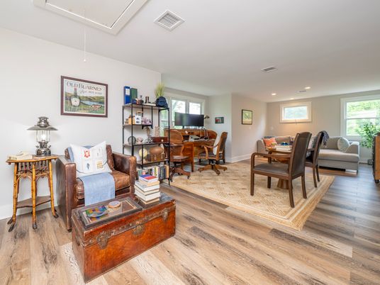 Home Office, Interior, Living room, Recessed Lighting, Wood Texture Flooring