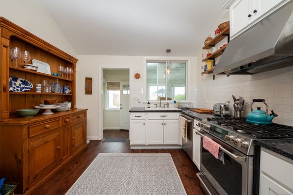 Interior, Kitchen, Pendant Lights, Stainless Steel Appliances, Wood Texture Flooring