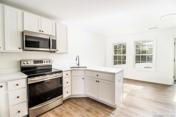 Interior, Kitchen, Stainless Steel Appliances, Wood Texture Flooring