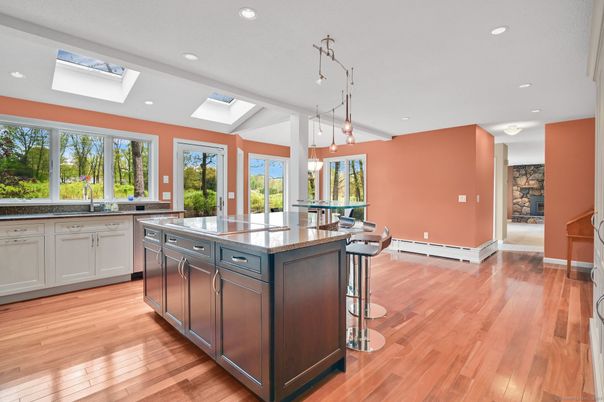 Interior, Kitchen, Pendant Lights, Recessed Lighting, Wood Texture Flooring