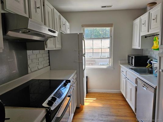 Interior, Kitchen, Stainless Steel Appliances, Wood Texture Flooring