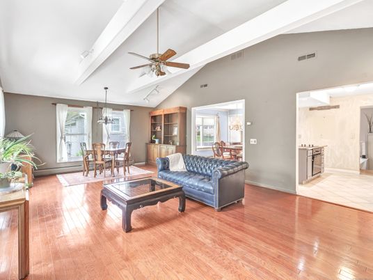 Dining room, Interior, Living room, Pendant Lights, Wood Texture Flooring