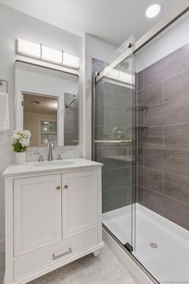 Bathroom, Glass Shower, Interior, Recessed Lighting