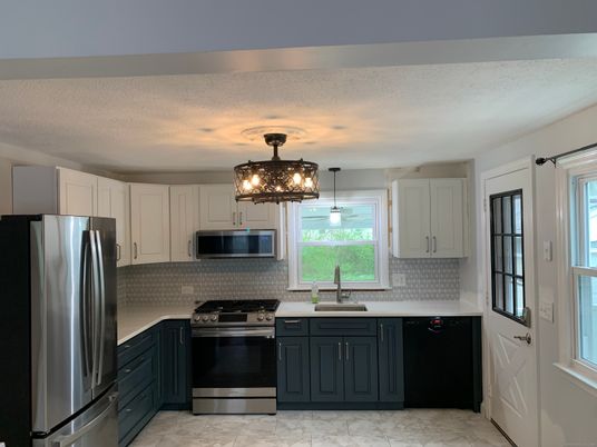 Interior, Kitchen, Marble, Pendant Lights, Stainless Steel Appliances