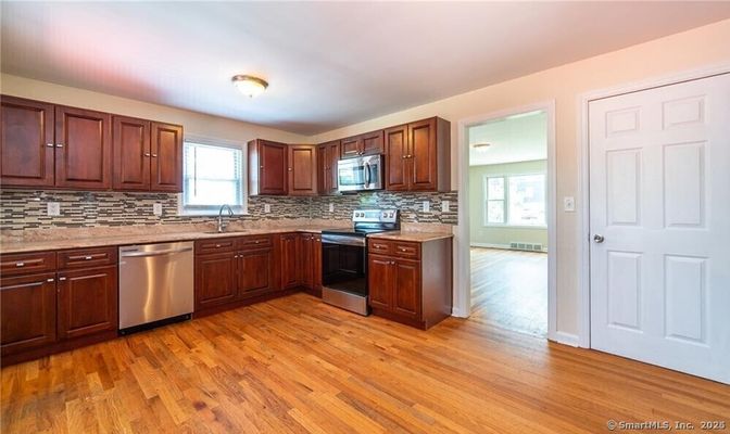 Interior, Kitchen, Stainless Steel Appliances, Wood Texture Flooring