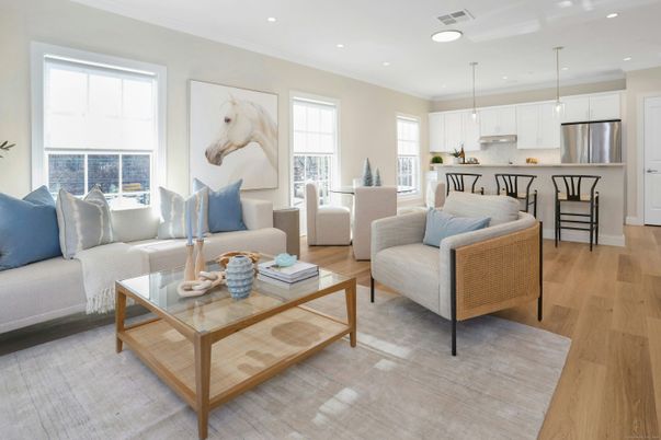 Interior, Kitchen, Living room, Pendant Lights, Recessed Lighting, Stainless Steel Appliances, Wood Texture Flooring