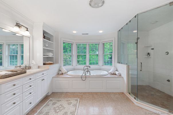 Bathroom, Dual Sink Vanities, Glass Shower, Interior, Recessed Lighting