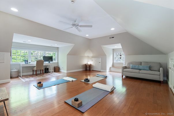 Home Office, Interior, Recessed Lighting, Wood Texture Flooring