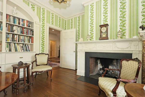 Fireplace, Interior, Recessed Lighting, Wood Texture Flooring