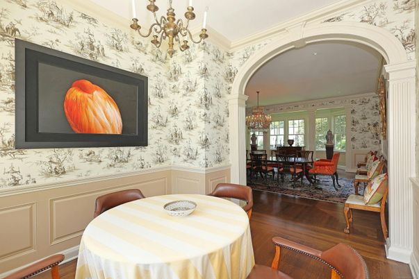 Chandelier, Dining room, Interior, Wood Texture Flooring