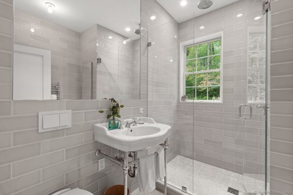 Bathroom, Glass Shower, Interior, Recessed Lighting