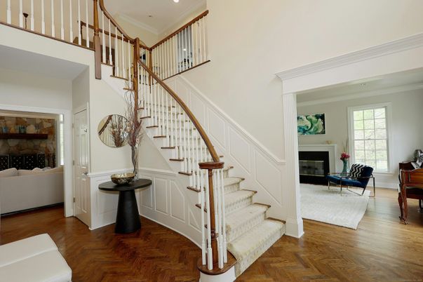 Fireplace, Interior, Piano, Recessed Lighting, Wood Texture Flooring