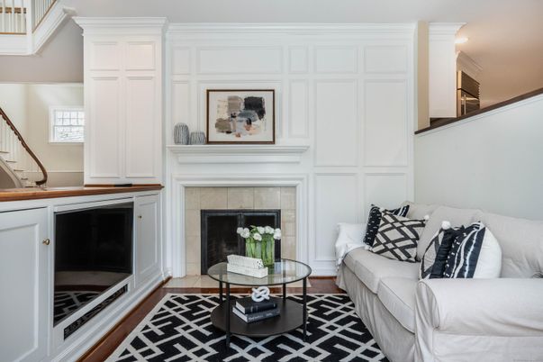 Fireplace, Interior, Living room, Recessed Lighting