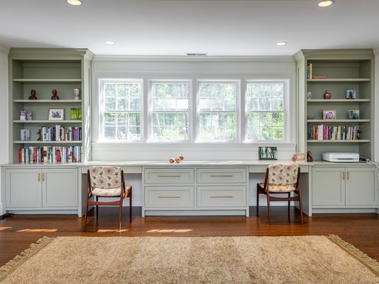 Home Office, Interior, Recessed Lighting, Wood Texture Flooring