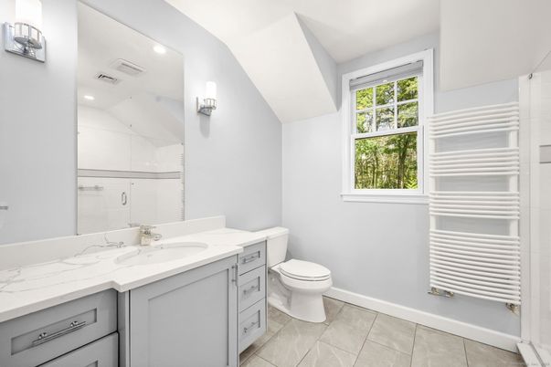 Bathroom, Glass Shower, Interior, Recessed Lighting