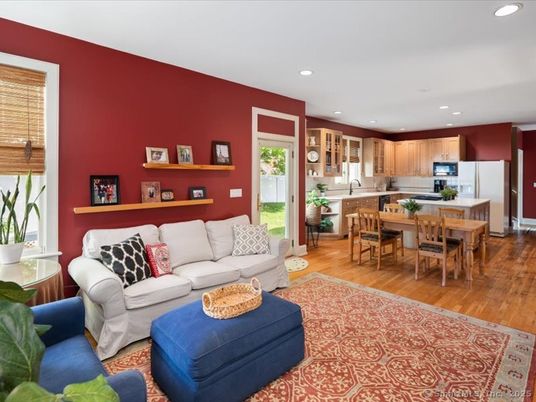 Dining room, Interior, Kitchen, Living room, Recessed Lighting, Stainless Steel Appliances, Wood Texture Flooring