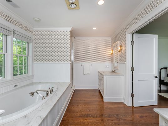 Bathroom, Interior, Recessed Lighting, Wood Texture Flooring