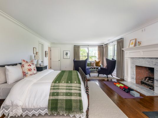 Bedroom, Fireplace, Interior, Wood Texture Flooring