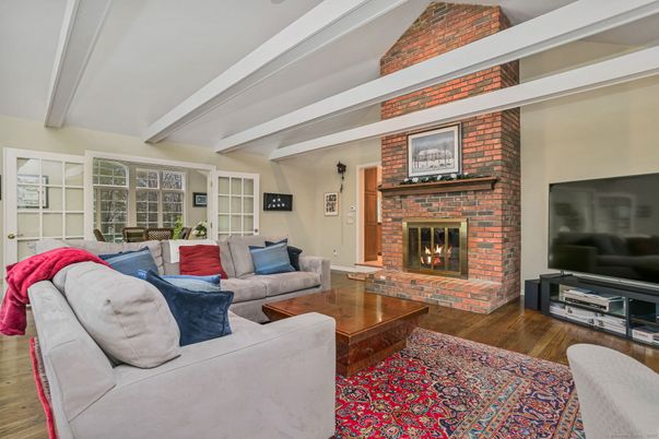 Fireplace, Interior, Living room, Stone Walls, Wood Texture Flooring