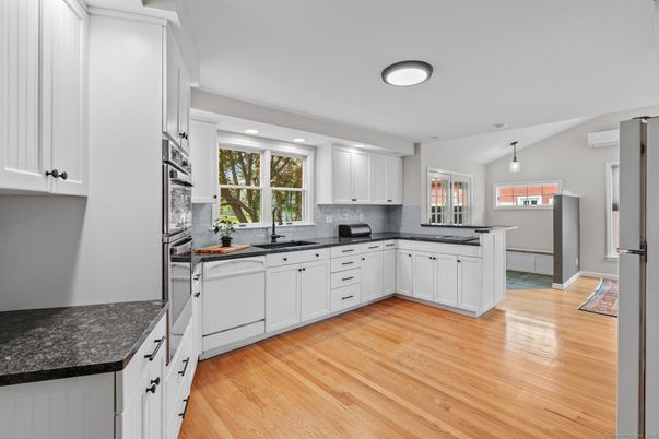 Interior, Kitchen, Recessed Lighting, Wood Texture Flooring