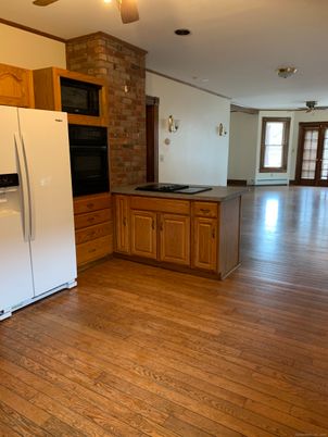 Interior, Kitchen, Stone Walls, Wood Texture Flooring