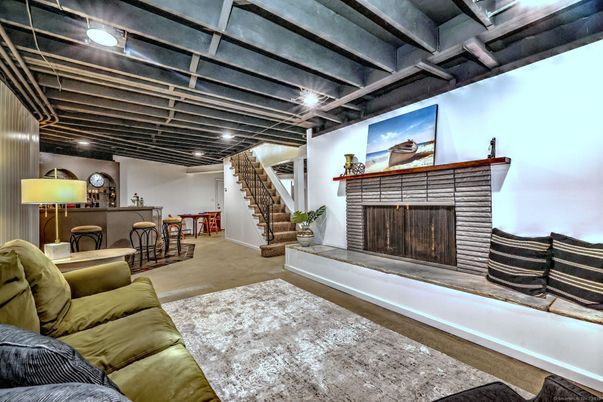 Fireplace, Interior, Living room, Recessed Lighting