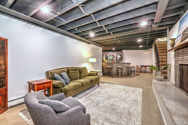 Fireplace, Interior, Living room, Recessed Lighting