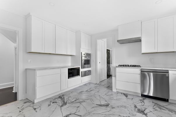 Interior, Kitchen, Marble, Recessed Lighting, Stainless Steel Appliances