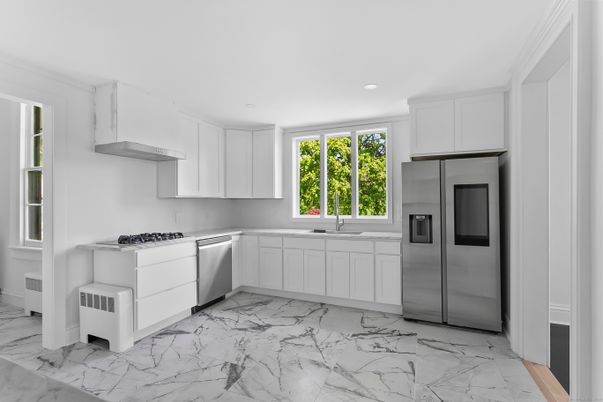 Interior, Kitchen, Marble, Recessed Lighting, Stainless Steel Appliances