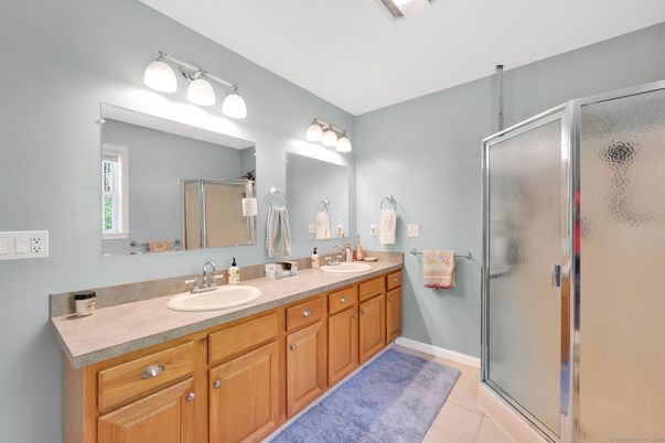 Bathroom, Dual Sink Vanities, Glass Shower, Interior