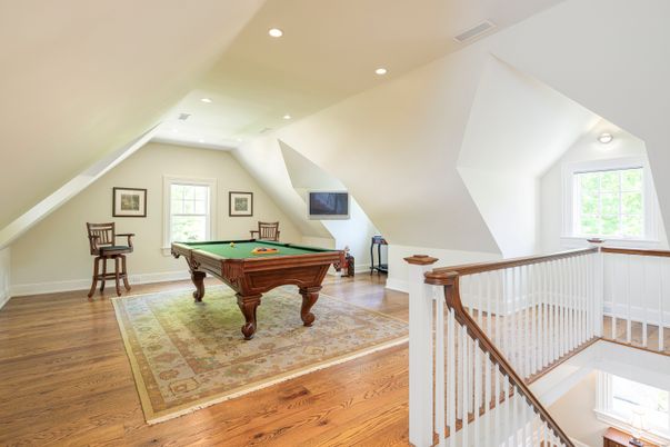 Billiard Table, Game Room, Interior, Recessed Lighting, Wood Texture Flooring