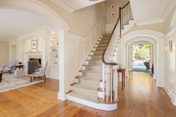 Fireplace, Interior, Recessed Lighting, Wood Texture Flooring