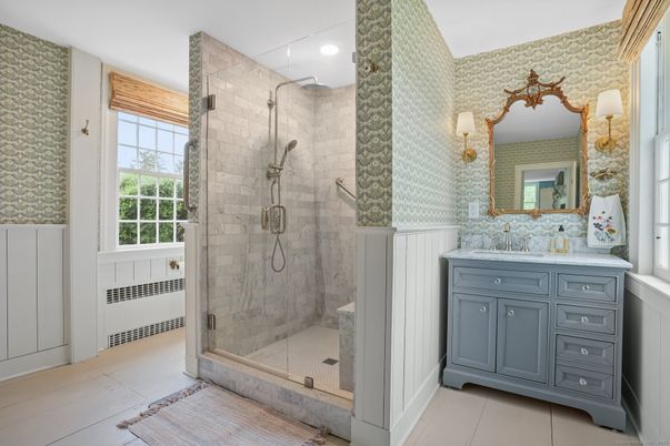 Bathroom, Dual Sink Vanities, Glass Shower, Interior, Recessed Lighting