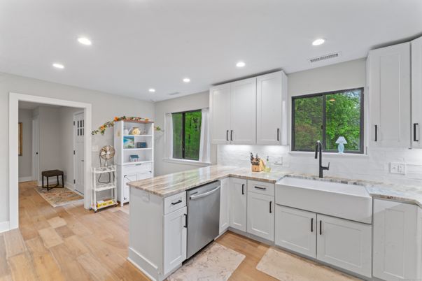 Interior, Kitchen, Recessed Lighting, Wood Texture Flooring