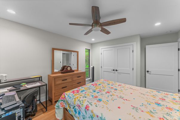 Bedroom, Home Office, Interior, Recessed Lighting, Wood Texture Flooring