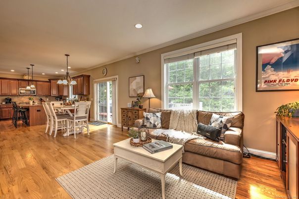 Dining room, Interior, Kitchen, Living room, Pendant Lights, Recessed Lighting, Wood Texture Flooring
