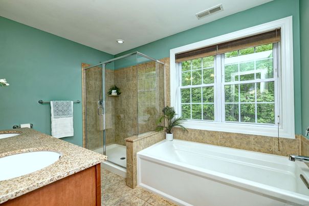 Bathroom, Glass Shower, Interior, Recessed Lighting