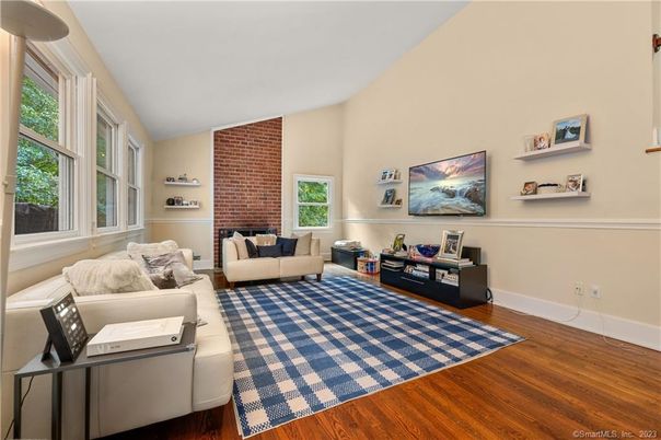 Interior, Living room, Stone Walls, Wood Texture Flooring