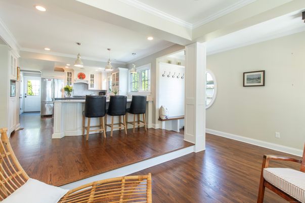 Interior, Kitchen, Pendant Lights, Recessed Lighting, Wood Texture Flooring