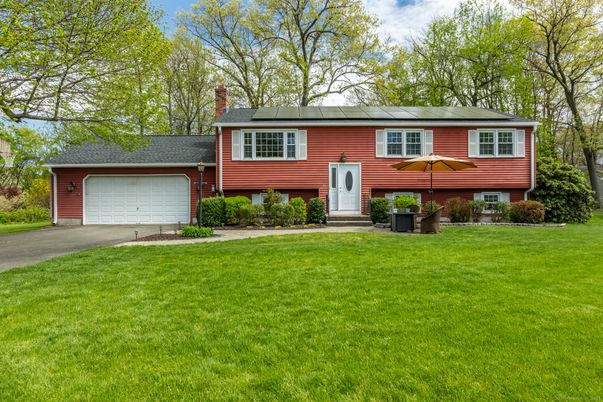 Attached, Backyard, Exterior, Facade, Solar Panels, Raised Ranch