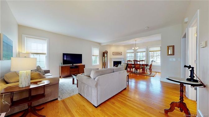 Chandelier, Dining room, Fireplace, Interior, Living room, Wood Texture Flooring